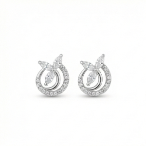 AGOR 925 Sterling Silver Floral Halo Circle Stud Earrings Jewellery for Women