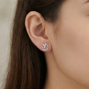 AGOR 925 Sterling Silver Floral Halo Circle Stud Earrings Jewellery for Women