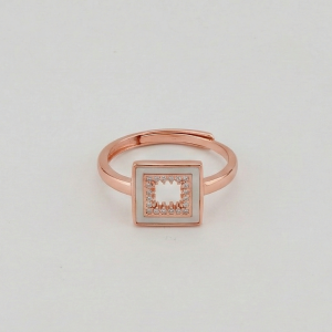925 Sterling Silver Square Halo Design Rose Gold Plated Ring Jewellery for Women