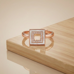 925 Sterling Silver Square Halo Design Rose Gold Plated Ring Jewellery for Women