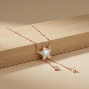 925 Sterling Silver Rose Gold Plated Star Drop Lariat Necklace Jewellery for Women