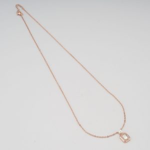 AGOR 925 Sterling Silver Rose Gold Plated MOP Rectangular Pearl Accent Necklace Jewellery for Women