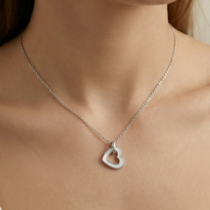 AGOR 925 Sterling Silver MOP Open Heart Pendant Necklace Jewellery for Women