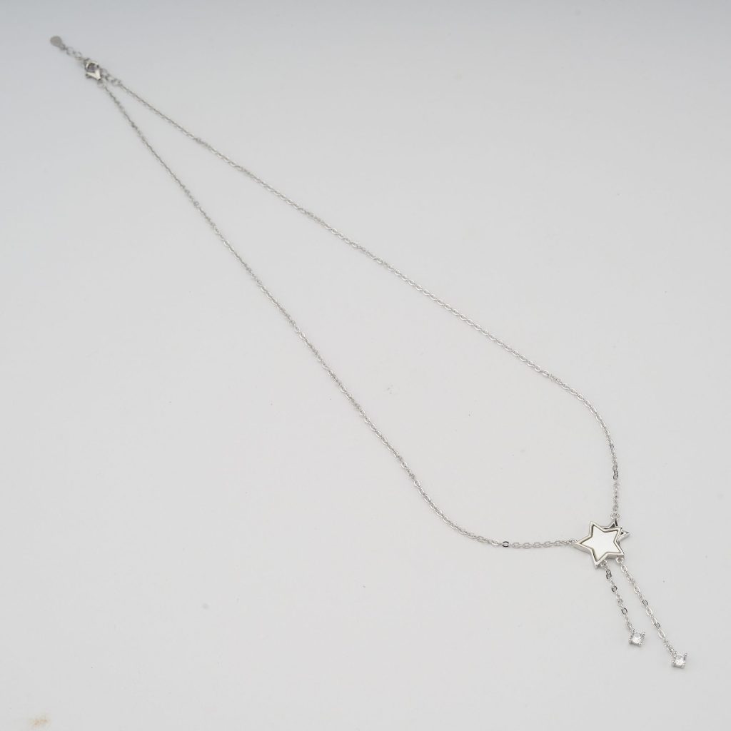 AGOR 925 Sterling Silver Star Drop Lariat Necklace Jewellery for Women & Girls