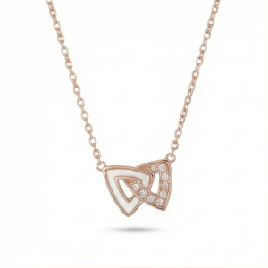 AGOR 925 Sterling Silver Rose Gold Plated Interlocking Triangle Necklace Jewellery for Women
