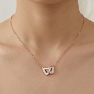 AGOR 925 Sterling Silver Rose Gold Plated Interlocking Triangle Necklace Jewellery for Women