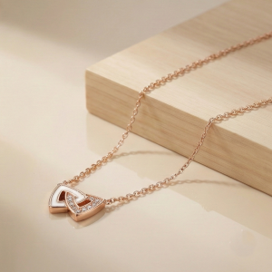 AGOR 925 Sterling Silver Rose Gold Plated Interlocking Triangle Necklace Jewellery for Women