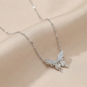925 Sterling Silver Butterfly Pendant Necklace Rhodium Finish Jewellery for Women