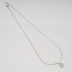 AGOR 925 Sterling Silver Geometric Rectangular Pendant with Pearl Accent & MOP Inlay Jewellery for Women