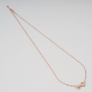 AGOR 925 Sterling Silver Rose Gold Plated Bow with MOP Inlay Pendant Necklace Jewellery