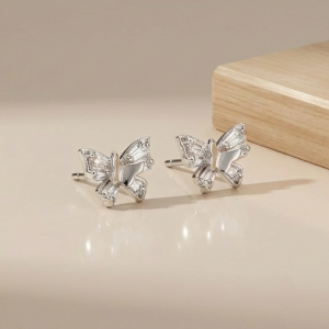 AGOR 925 Sterling Silver Butterfly Stud Earrings High Polish Jewellery for Women & Girls