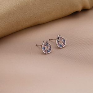 AGOR 925 Sterling Silver Multi Color Geometric Stud Earrings Rhodium Finish Jewellery for Women