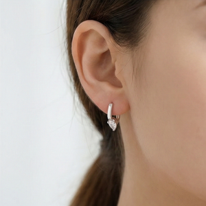 AGOR 925 Sterling Silver Geometric Drop Huggie Earrings Rhodium Plated Contemporary Jewellery