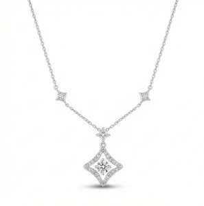 AGOR 925 Sterling Silver Geometric Pendant Necklace Rhodium Plated Jewellery for Women