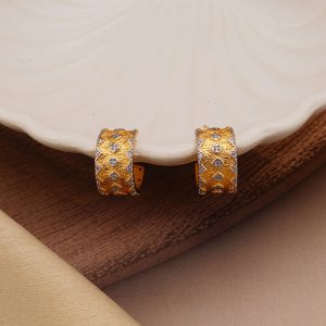 AGOR 925 Sterling Silver Geometric Pattern Hoop Earrings Gold Plated Textured Jewellery