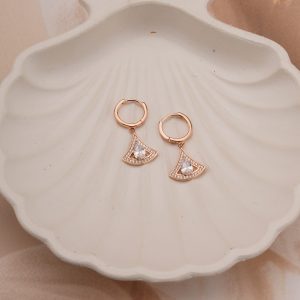 AGOR 925 Sterling Silver Art Deco Fan Drop Earrings Rose Gold Plated Statement Jewellery