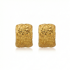 AGOR 925 Sterling Silver Textured Huggie Hoop Earrings Gold Plated Contemporary Jewellery
