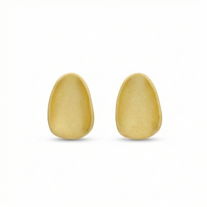 AGOR 925 Sterling Silver Organic Pebble Stud Earrings Gold Plated Matte Finish Jewellery