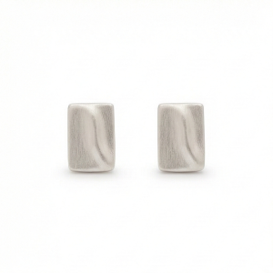 AGOR 925 Sterling Silver Textured Rectangular Stud Earrings Matte Finish Modern Jewellery