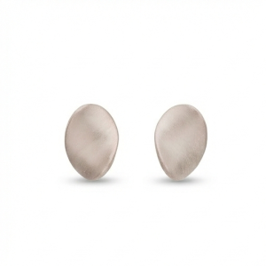 AGOR 925 Sterling Silver Organic Oval Stud Earrings Matte Finish Minimalist Jewellery