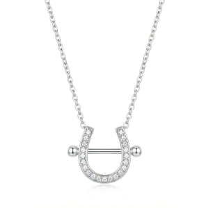 AGOR LUXE 925 Sterling Silver Lucky Horseshoe Pendant Necklace High Polish Finish Everyday Jewellery