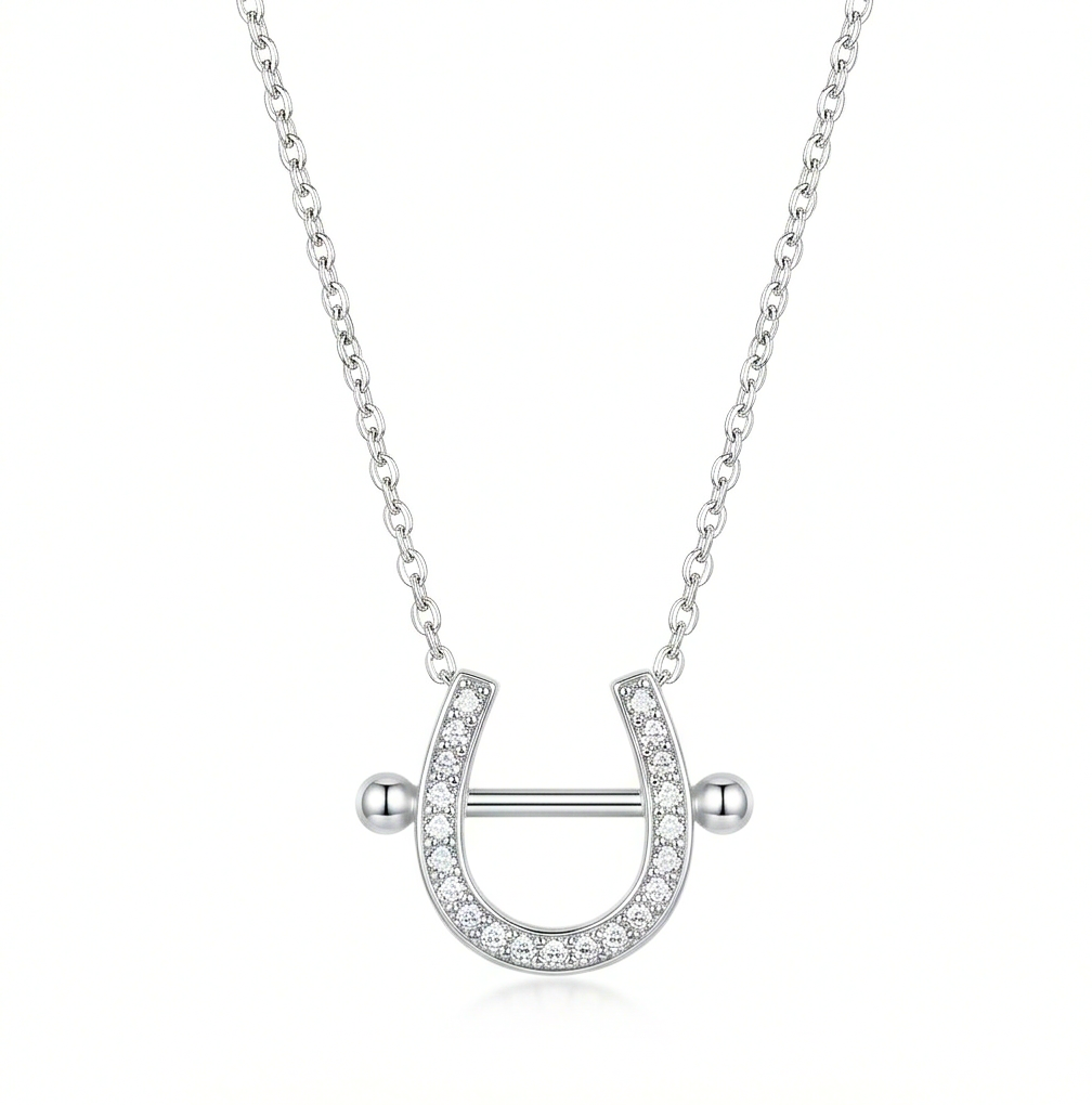 LUXE 925 Sterling Silver Lucky Horseshoe Pendant Necklace High Polish Finish Everyday Jewellery