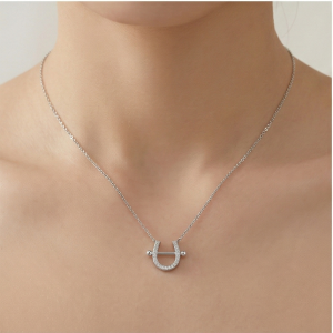 AGOR LUXE 925 Sterling Silver Lucky Horseshoe Pendant Necklace High Polish Finish Everyday Jewellery