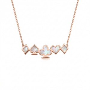 AGOR LUXE 925 Sterling Silver Rose Gold Plated Playing Card Suits Necklace Women's Jewellery