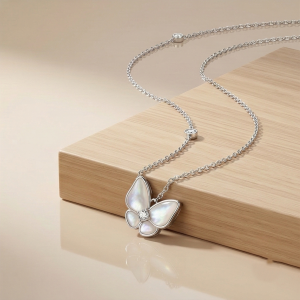 AGOR LUXE 925 Sterling Silver Delicate Butterfly Pendant Necklace High Polish Rhodium Fine Jewellery
