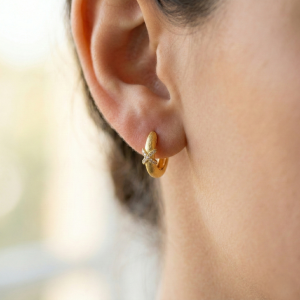 AGOR LUXE 925 Sterling Silver Textured Criss-Cross Hoop Earrings Yellow Gold Finish Fine Jewellery for Women
