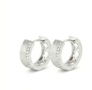 AGOR LUXE 925 Sterling Silver Brushed Cut-Out Lattice Hoop Earrings High Polish Rhodium Finish Fine Jewellery for Women