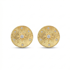 AGOR LUXE 925 Sterling Silver Gold Plated Sunburst Round Stud Earrings Jewellery for Women
