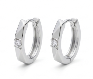 AGOR LUXE 925 Sterling Silver Geometric Huggie Hoop Earrings High Polish Finish Elegant Everyday Jewellery for Women