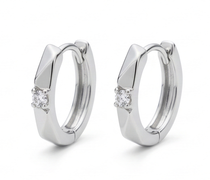 LUXE 925 Sterling Silver Geometric Huggie Hoop Earrings High Polish Finish Elegant Everyday Jewellery for Women