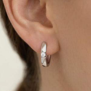 AGOR LUXE 925 Sterling Silver Geometric Huggie Hoop Earrings High Polish Finish Elegant Everyday Jewellery for Women
