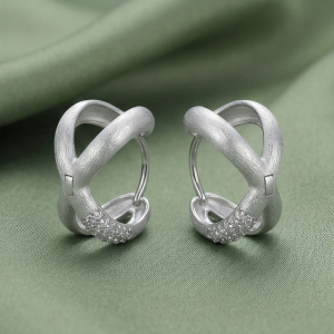 LUXE 925 Sterling Silver Brushed Finish Criss Cross X-Shape Huggie Hoop Earrings Jewellery for Women