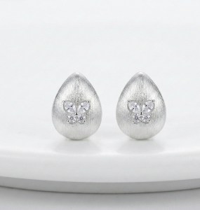 AGOR LUXE 925 Sterling Silver Brushed Teardrop Butterfly Stud Earrings Matte Finish LUXE Jewellery for Women
