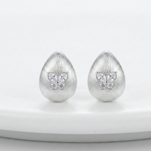 LUXE 925 Sterling Silver Brushed Teardrop Butterfly Stud Earrings Matte Finish LUXE Jewellery for Women