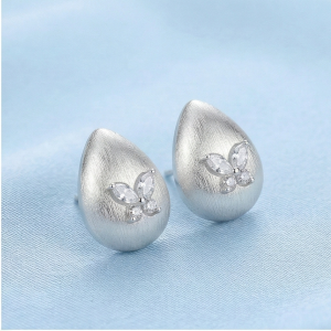 AGOR LUXE 925 Sterling Silver Brushed Teardrop Butterfly Stud Earrings Matte Finish LUXE Jewellery for Women