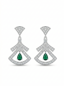 AGOR LUXE 925 Sterling Silver Art Deco Geometric Drop Earrings Rhodium Finish Vintage Jewellery for Women