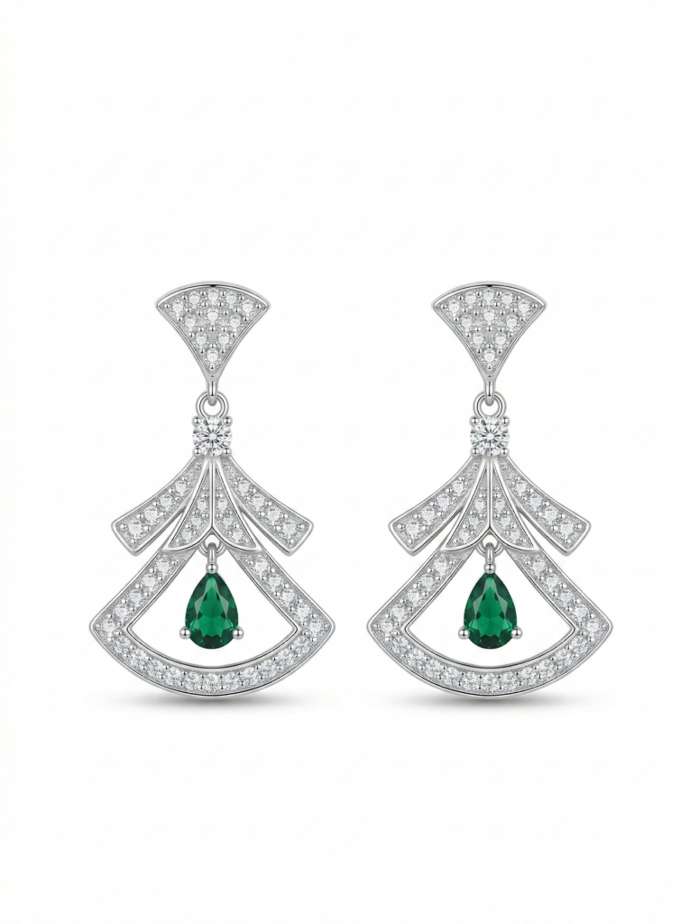 AGOR LUXE 925 Sterling Silver Art Deco Geometric Drop Earrings Rhodium Finish Vintage Jewellery for Women