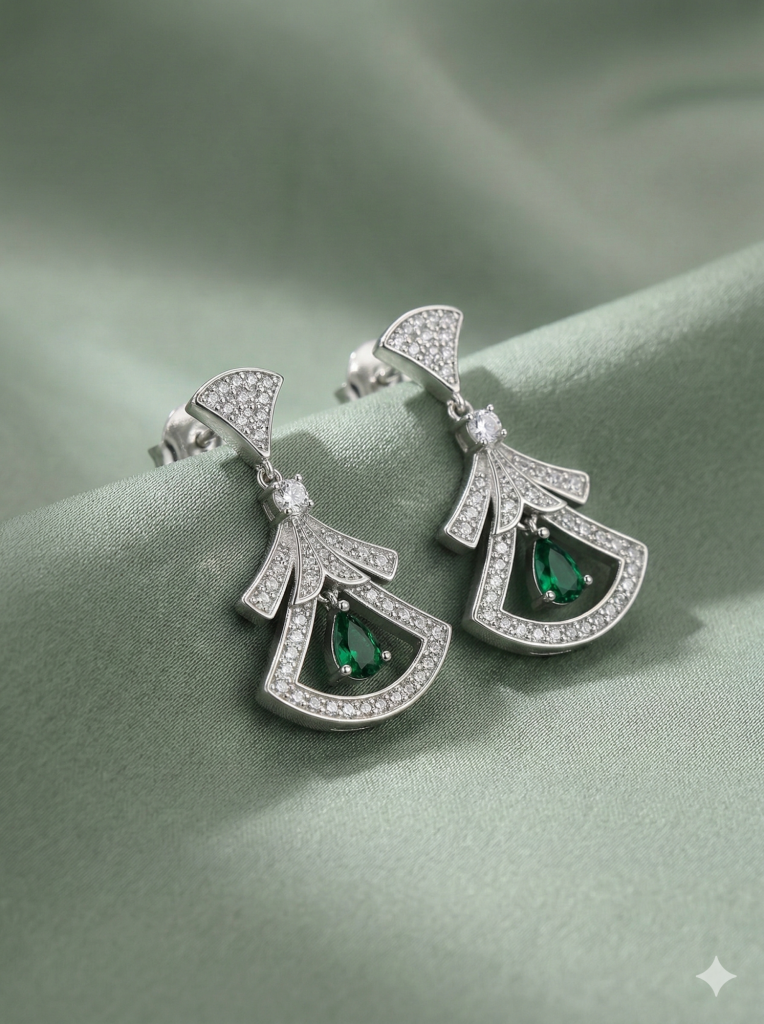 AGOR LUXE 925 Sterling Silver Art Deco Geometric Drop Earrings Rhodium Finish Vintage Jewellery for Women