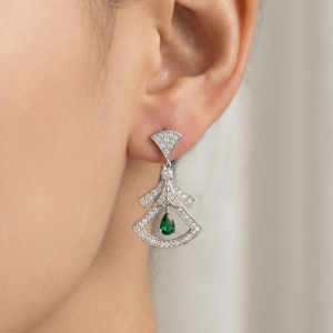 LUXE 925 Sterling Silver Art Deco Geometric Drop Earrings Rhodium Finish Vintage Jewellery for Women