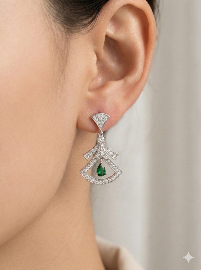 AGOR LUXE 925 Sterling Silver Art Deco Geometric Drop Earrings Rhodium Finish Vintage Jewellery for Women