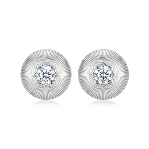 AGOR LUXE 925 Sterling Silver Sunburst Dome Star Stud Earrings Textured Finish Elegant Jewellery for Women