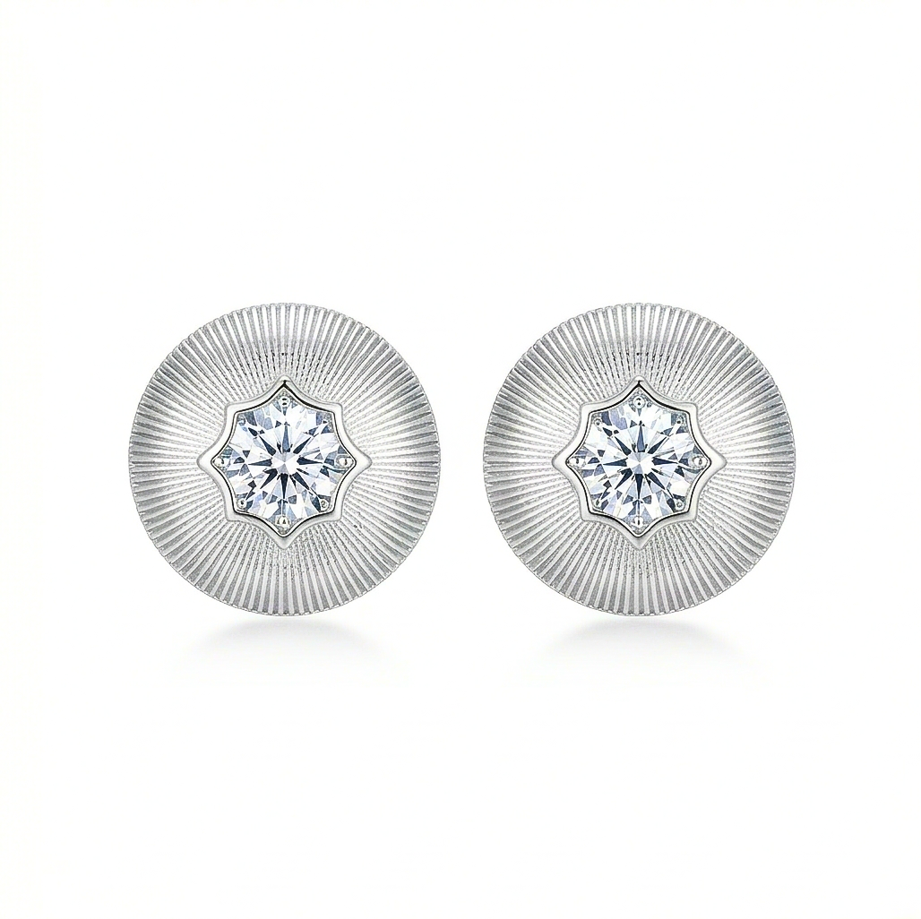 LUXE 925 Sterling Silver Sunburst Dome Star Stud Earrings Textured Finish Elegant Jewellery for Women