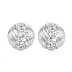AGOR LUXE 925 Sterling Silver Textured Round Stud Earrings Rhodium Finish Contemporary Jewellery for Women