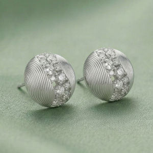 AGOR LUXE 925 Sterling Silver Textured Round Stud Earrings Rhodium Finish Contemporary Jewellery for Women
