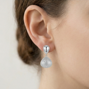 AGOR LUXE 925 Sterling Silver Textured Teardrop Dangle Earrings Rhodium Finish Statement Jewellery for Women