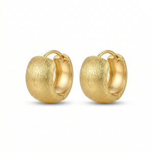 AGOR LUXE 925 Sterling Silver Chunky Huggie Hoop Earrings Gold Plated Brushed Finish Everyday Jewellery for Women
